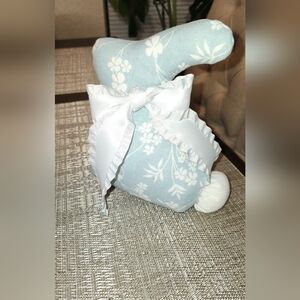 Floral Blue Bunny Decor with White Bow